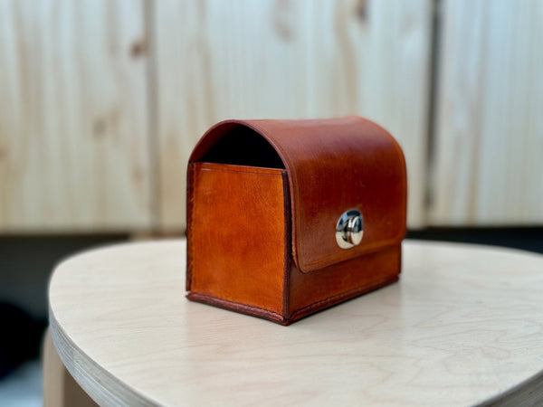 Leather Match Box with Striker Pad for Cigar Match Storage - Hand Dyed - Multiple Color Options Available - Include Optional Cigar Matches - A. M. Aiken