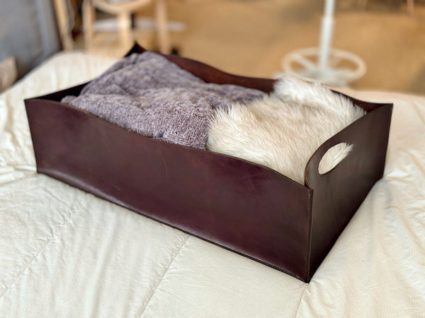 Extra Large Leather Storage Bin - 32" x 18" x 9" - Choose Your Color - A. M. Aiken