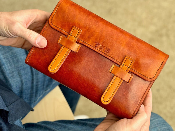 Large Cigar and Cigar Accessory Case - Hand Dyed - Stitched By Hand - Personalize with Monogram - Multiple Colors Available - A. M. Aiken