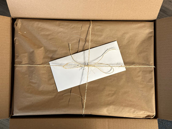 Leather Bin packaged for shipment - A. M. Aiken
