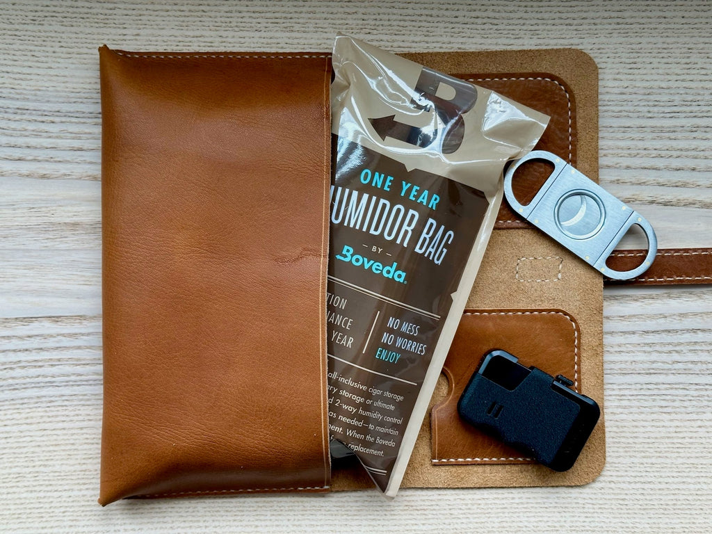 Leather Boveda Cigar Case - Small Boveda Humidor Bag Included