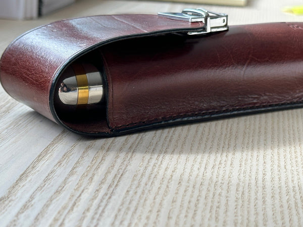 Leather Cigar Case with Cigar Tubes - Handmade Cigar Holder - Personalize with Monogram - A.M. Aiken