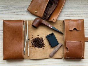 Leather Pipe Pouch - Assembled by hand - A.M. Aiken