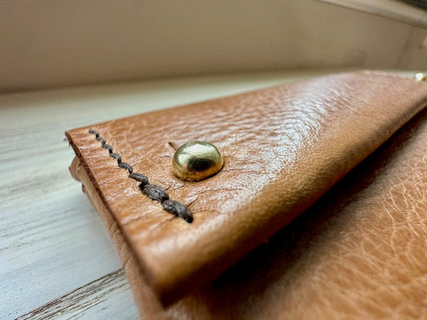Leather Satin-Lined Pipe Tobacco Pouch - Assembled by hand - Dyed by hand - A.M. Aiken