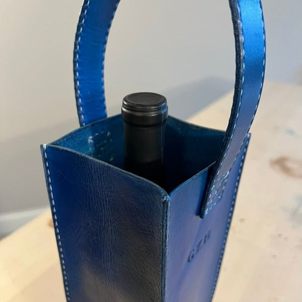 Premium Leather Wine Tote - For Days That End with ‘Y’ - A.M. Aiken