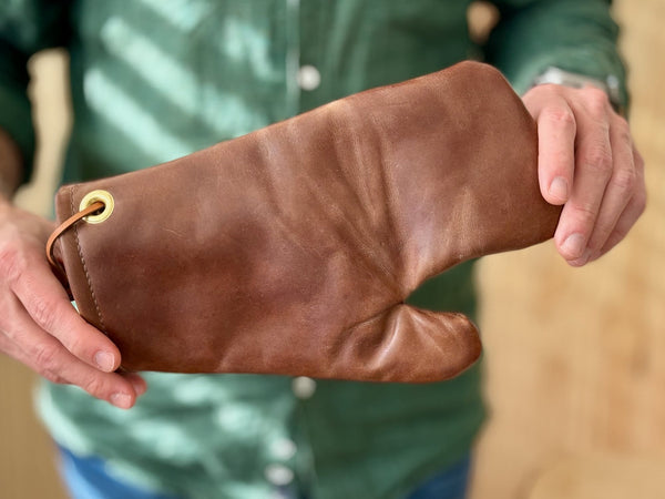 Rustic Leather Oven Mitt - Heat Resistant up to 450 Degrees - A. M. Aiken
