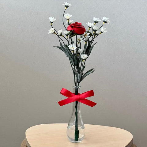 Single Red Leather Rose Floral Arrangement - A.M. Aiken