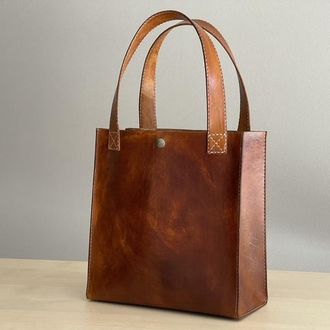 Trace the Sand - Handcrafted Leather Tote Bag Purse - A.M. Aiken